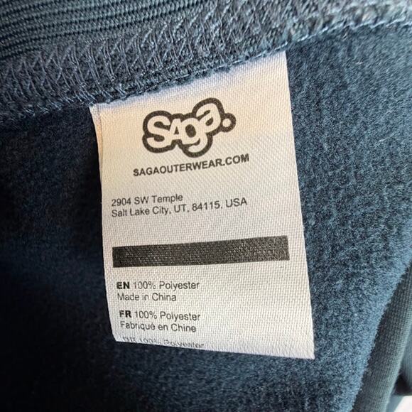 Saga Outerwear Snowboard Hoodie Mens L Teal Pullover Ski Snow Kangaroo Pocket - Picture 9 of 9